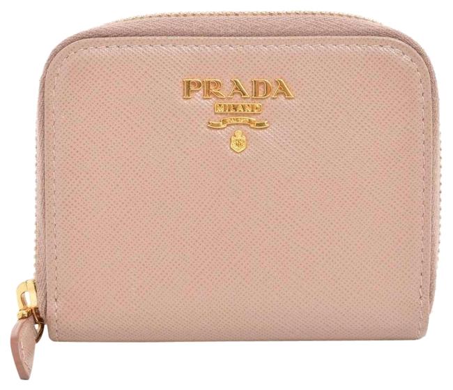 Prada Pink Saffiano Coin Case Leather Wallet