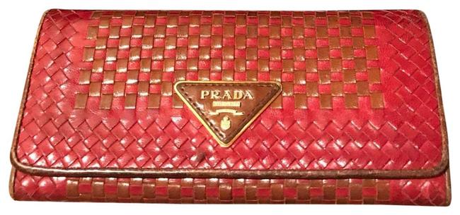 Prada Pink and Brown Parda Vintage Weave Wallet
