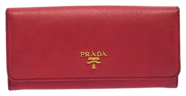 Prada Pink Hot Saffiano Leather Continental Wallet