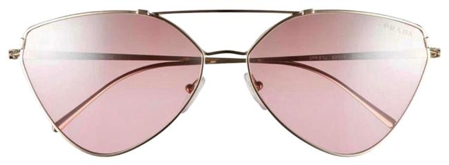Prada Pink Mirror Pale Gold Geo Aviator Sunglasses