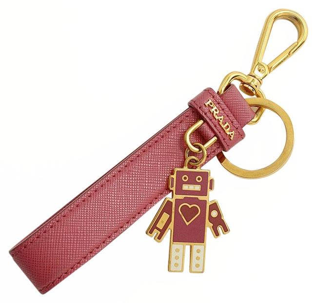 Prada Pink Rdc10258 Leather Strap Robot Key Ring Holder