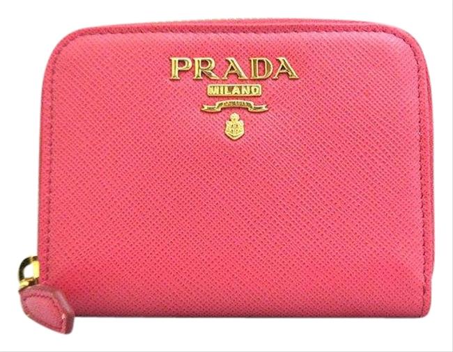 Prada Pink Round Zipper Saffiano Coin Case 1mm268 Ladies Wallet