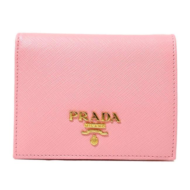 Prada Pink Saffiano Bi fold Compact 1mv204 Wallet