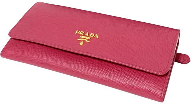 Prada Pink Saffiano Leather Continental Long New In Peonia 1m1132 Wallet