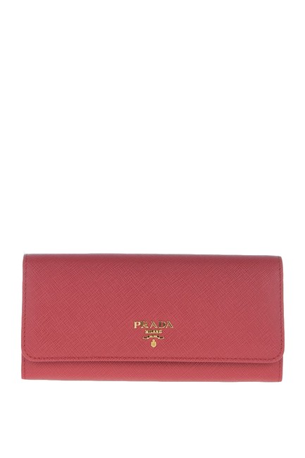 Prada Pink Saffiano Leather Continental Wallet