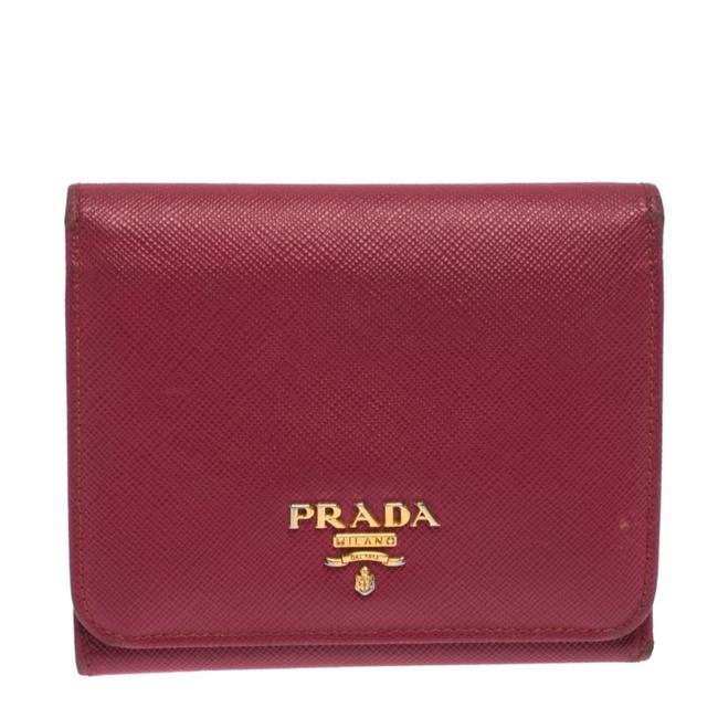 Prada Pink Saffiano Leather Trifold Wallet