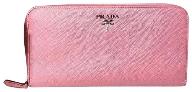 Prada Pink Saffiano Zip Wallet