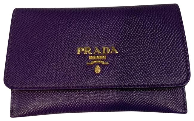 Prada Purple Saffiano Leather and Card Case Wallet