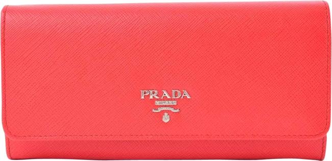 Prada Red Color Long Saffiano Wallet