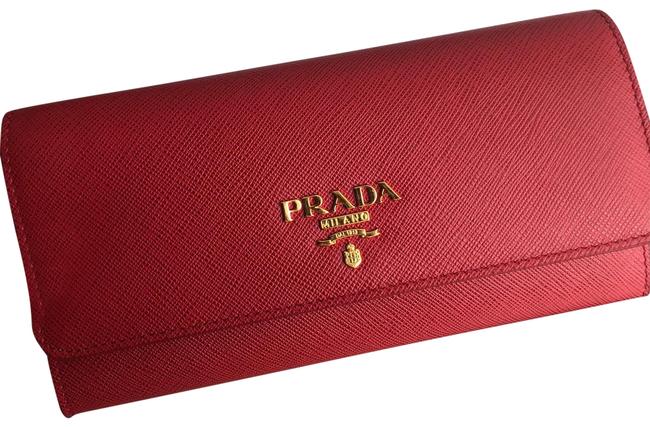 Prada Red New Saffiano On A Chain Gold Wallet