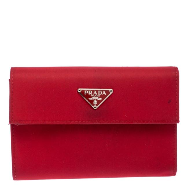 Prada Red Nylon Logo Trifold Wallet