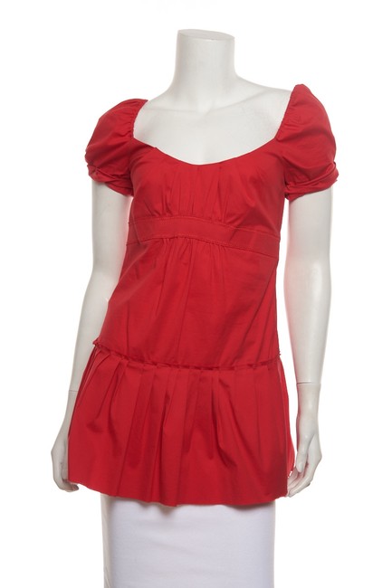 Prada Red Orange Sleeve Ruffle 42 Blouse6 S