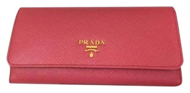 Prada Red Pattina Portafoglio Saffiano Fuoco Wallet