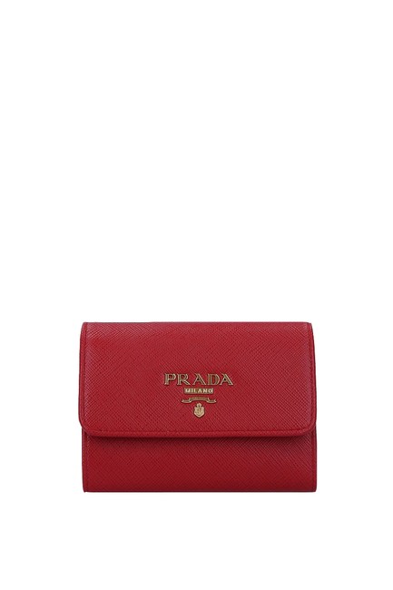 Prada Red Saffiano Bifold Leather Wallet
