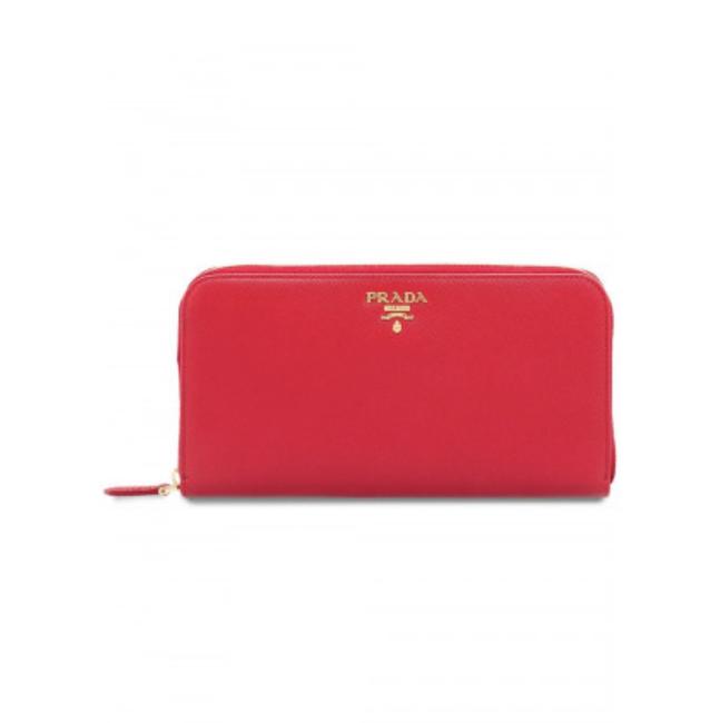 Prada Red Saffiano Gr Leather Wallet