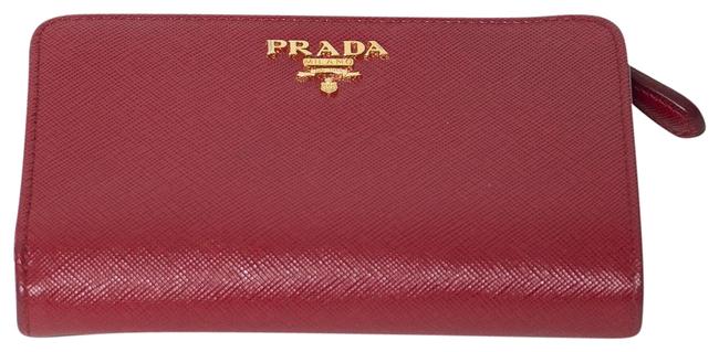 Prada Red Saffiano Leather Bi fold Wallet