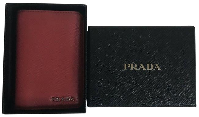 Prada Red Saffiano Leather Card Holder Wallet