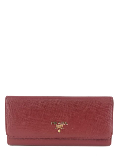 Prada Red Long Saffiano Leather Wallet