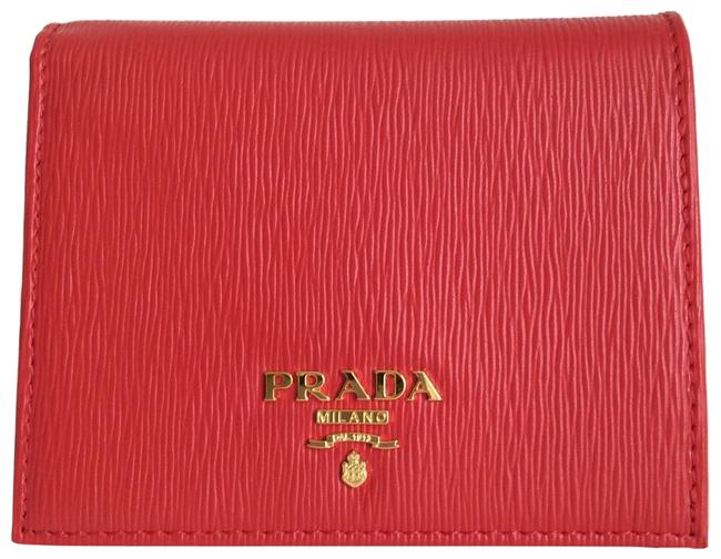 Prada Red Small Saffiano Leather Flap 1pg222 Wallet