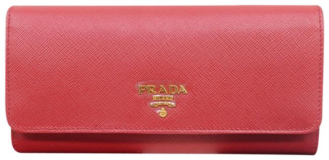 Prada Red Vitello Shine Flap Wallet