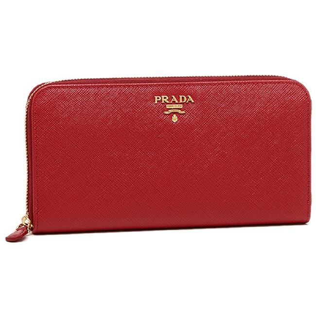 Prada Red Womens Saffiano Leather Wallet