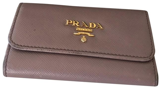 Prada Rose Saffiano Key Card Holder Wallet