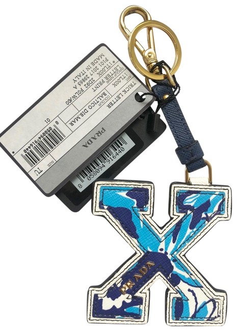 Prada Multicolor Saffiano Leather Trick Letter XKeychain Bag Charm
