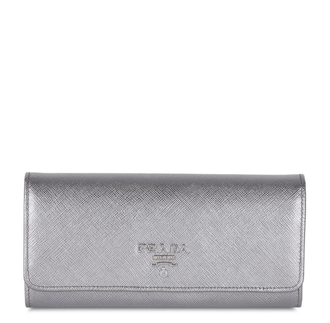 Prada Silver Df New Saffiano Continental Wallet