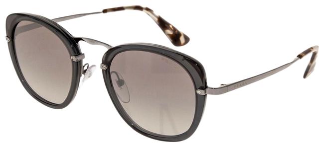 Prada Silver Gary 58u Oval Metal Transparent Grey Mirrored Pr58us Sunglasses