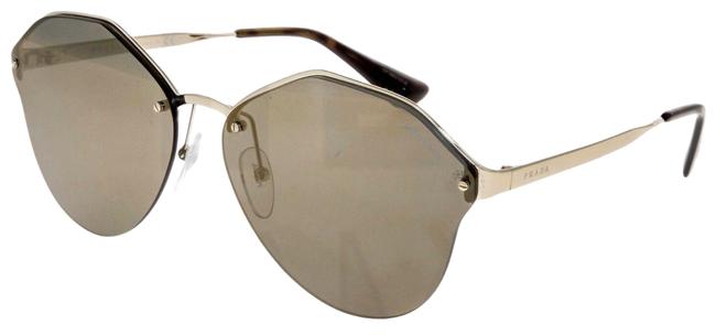 Prada Silver Gold 64t Cinema Oversized Metal Mirrored Pr64ts Sunglasses