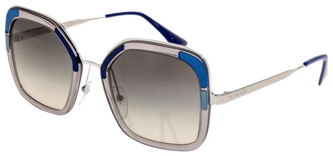Prada Silver Gray 57u Cinema Oversized Square Metal Blue Pr57us Sunglasses
