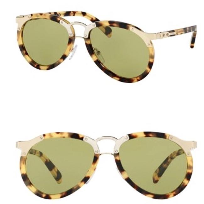 Prada Silver Green Havana Aviator Pr 01ts56 x Sunglasses