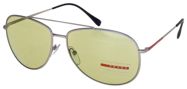 Prada Silver Green Linea Rossa Lifestyle Sport 55u Aviator Ps55us Sunglasses
