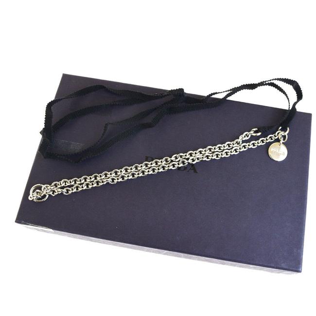 Prada Silver Milano Drawstring Chain Pendant Top Necklace