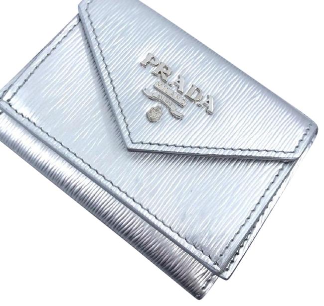Prada Silver Pattina Portafoglio Vitello Move Flap 1mh021 Wallet