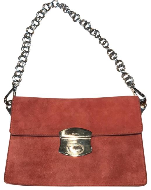 Prada Small Handbag Pink Suede Leather Clutch
