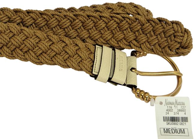 Prada TanCream * Beige Woven Rope and Leather Trim Belt