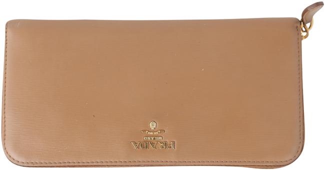 Prada Tan Leather Zip around Wallet