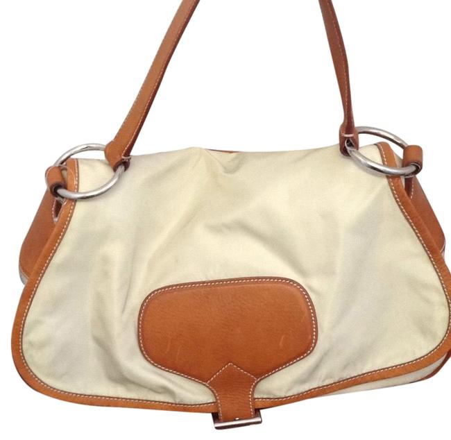 Prada Tan Saddle Leather with Nylon Hobo Bag