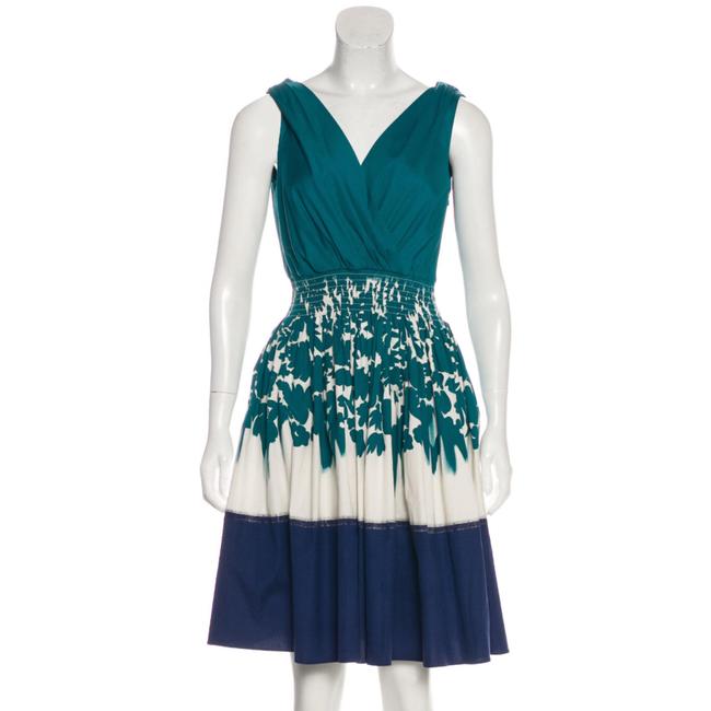 Prada Teal Blue V neck Cotton Beauty Short Cocktail Dress2 XS