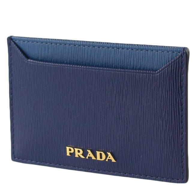 Prada Two Tone Blue BluetteCobalto Card Holder Wallet