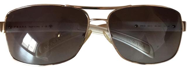 Prada White and Gunmetal Linea Rossa Sunglasses