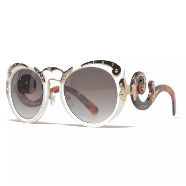 Prada White Gold Tortoise Minimal Baroque Sunglasses