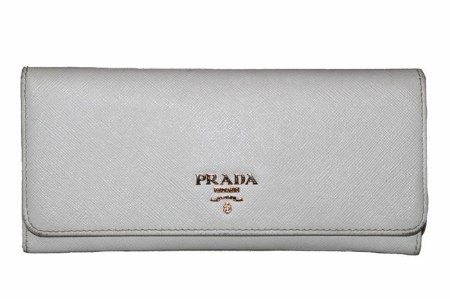 Prada White Saffiano Leather Continental Flap Wallet