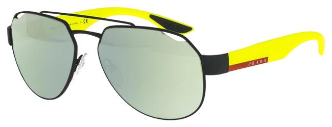 Prada Yellow Green Linea Rossa Core 57u Mirrored Aviator Ps57us Sunglasses