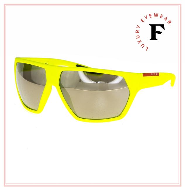 Prada Yellow Neon Linea Rossa Active 08u Matte Mirrored Ps08us Sunglasses