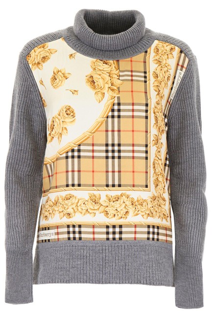 Burberry Archive Logo Scarf Detail Gray Sweater