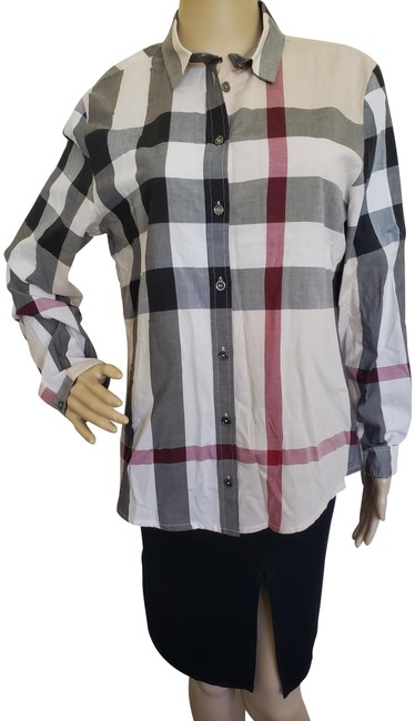 Burberry Beige Brown Black Nova Check Longsleeve Shirt Blouse12 L