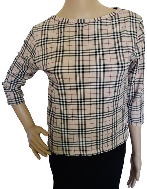 Burberry Beige Brown London Nova Check Print Long Sleeve Blouse8 M