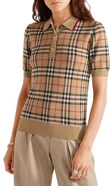 Burberry Beige Exploded Check Plaid Longsleeve Brown Sweater